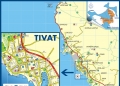Карта Тивата и прилегающих районов (объекты, дороги, места)
